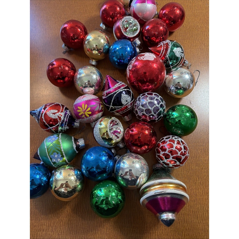 Vtg Lot MCM Glass Christmas Ornaments 28